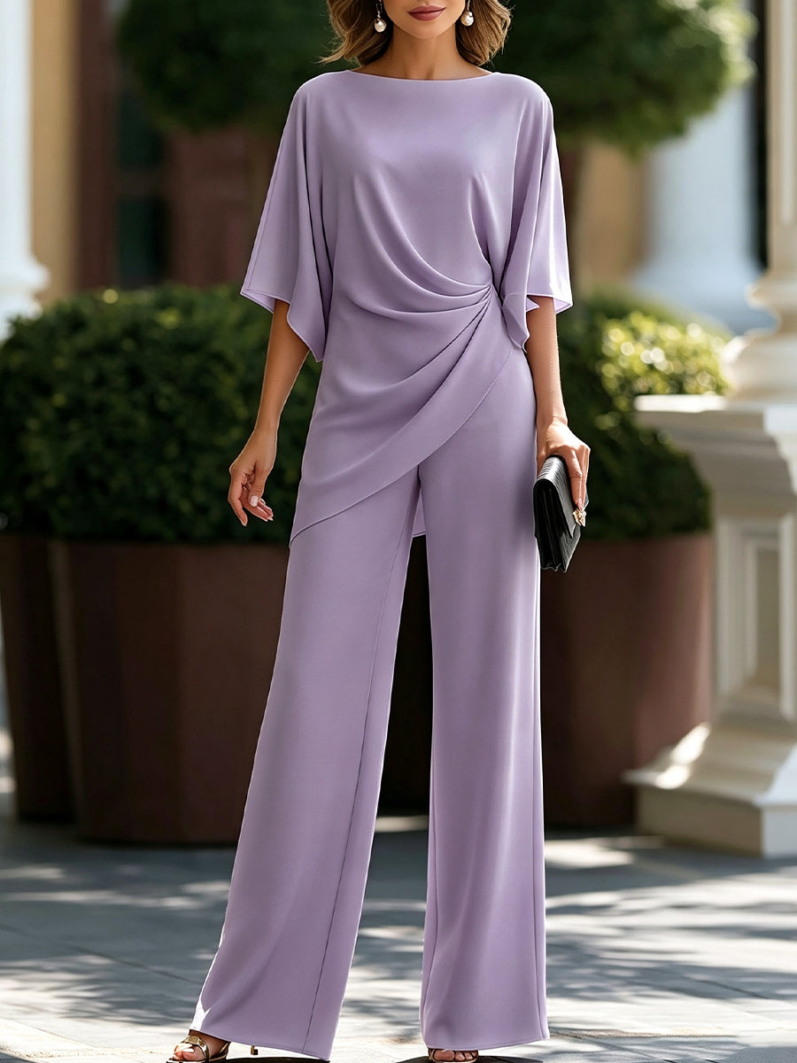Lucretia | Draped Asymmetric Wide-Leg Set