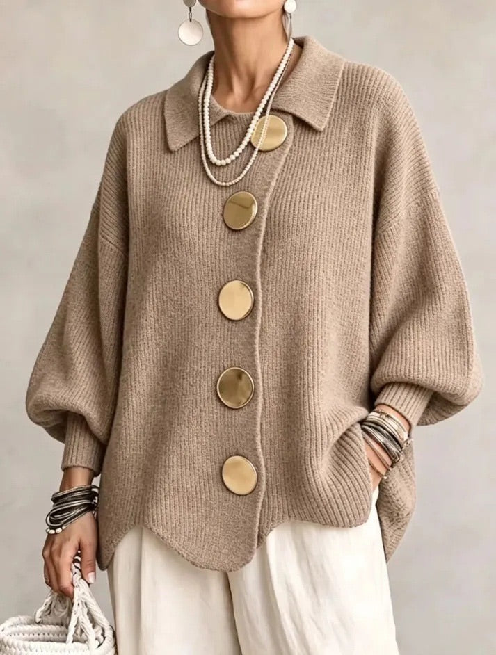 Karina | Oversized Collared Button Cardigan