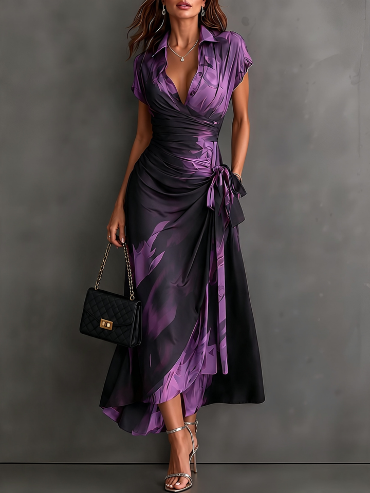 Seraphine | Abstract Print Wrap Midi Dress