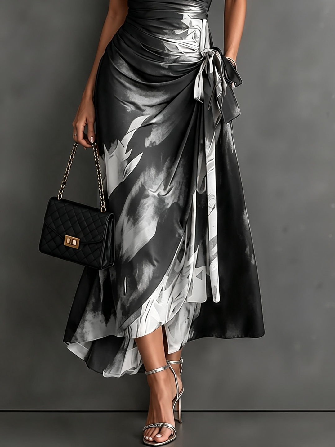 Seraphine | Abstract Print Wrap Midi Dress