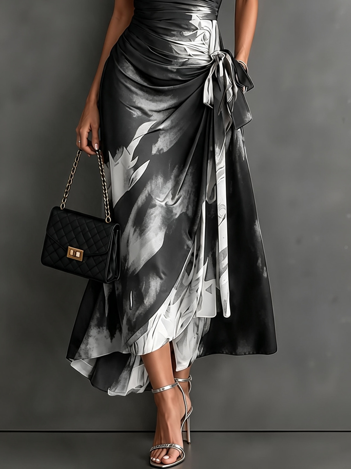 Seraphine | Abstract Print Wrap Midi Dress