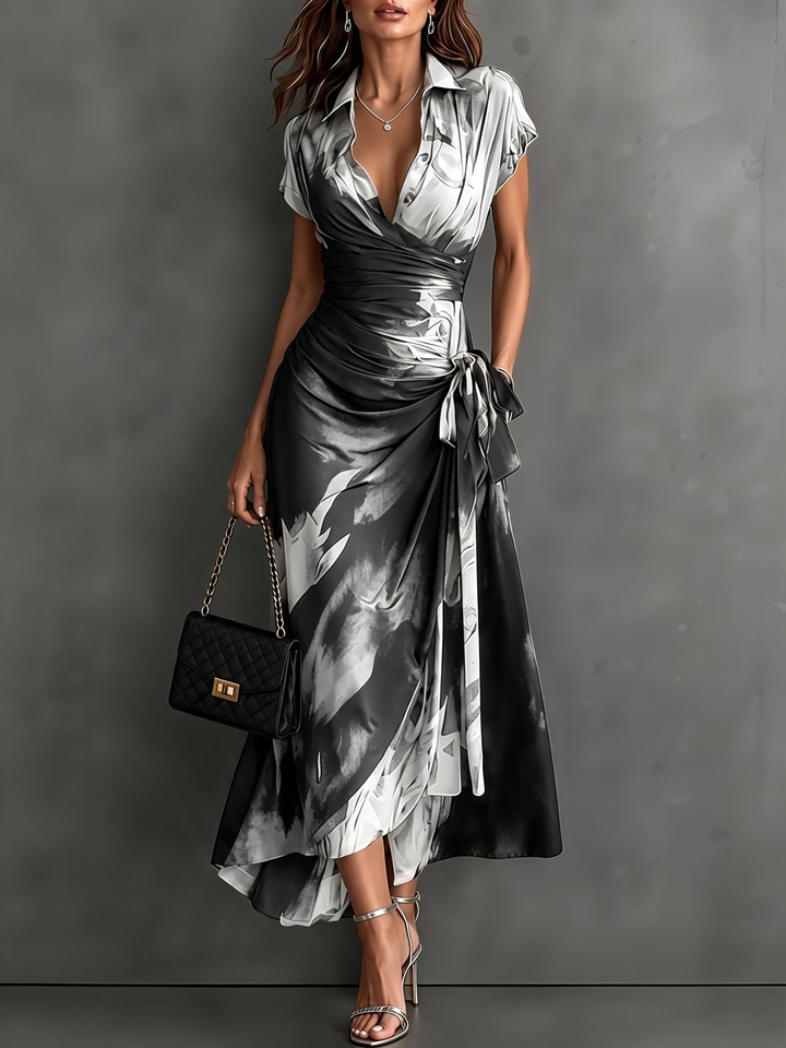 Seraphine | Abstract Print Wrap Midi Dress