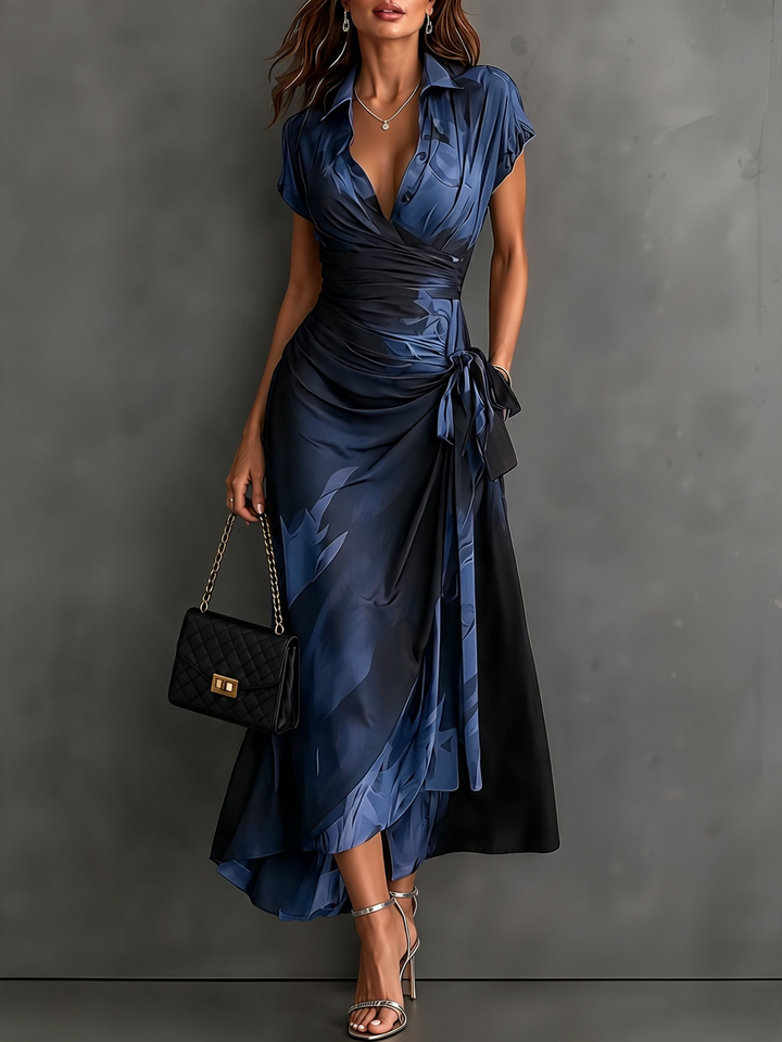Seraphine | Abstract Print Wrap Midi Dress