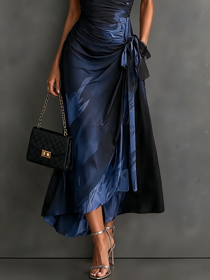 Seraphine | Abstract Print Wrap Midi Dress