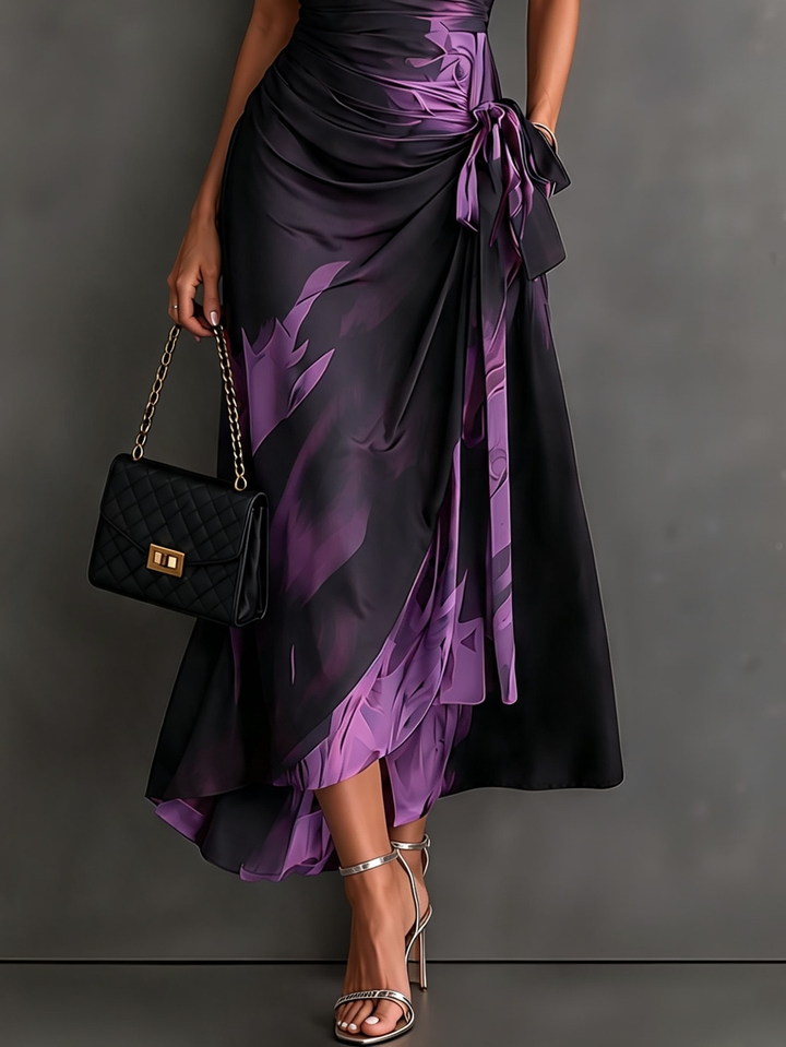 Seraphine | Abstract Print Wrap Midi Dress