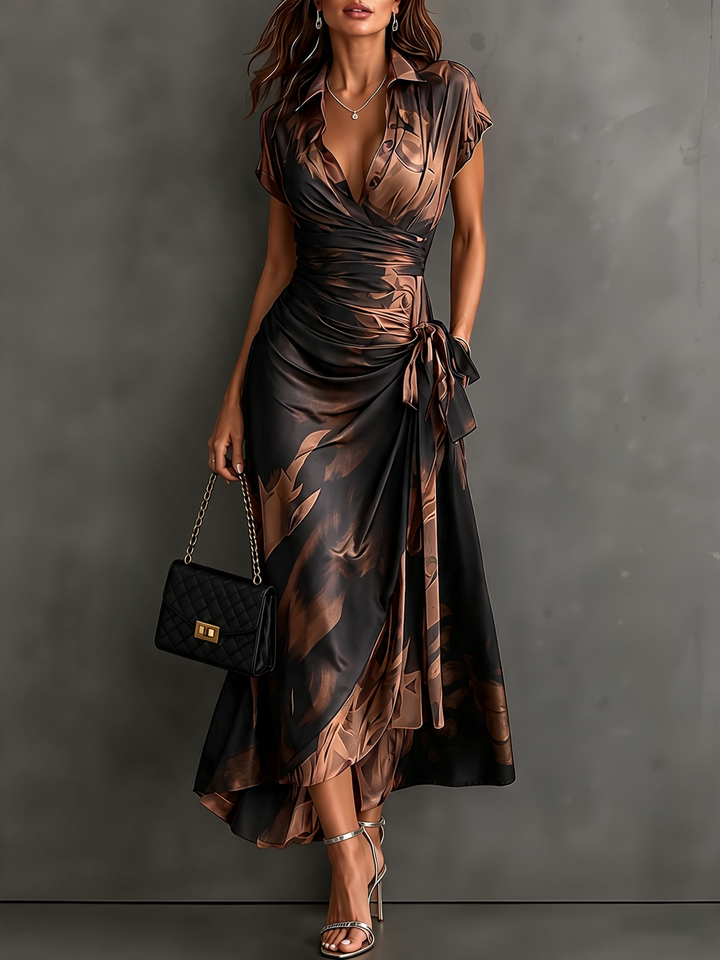 Seraphine | Abstract Print Wrap Midi Dress