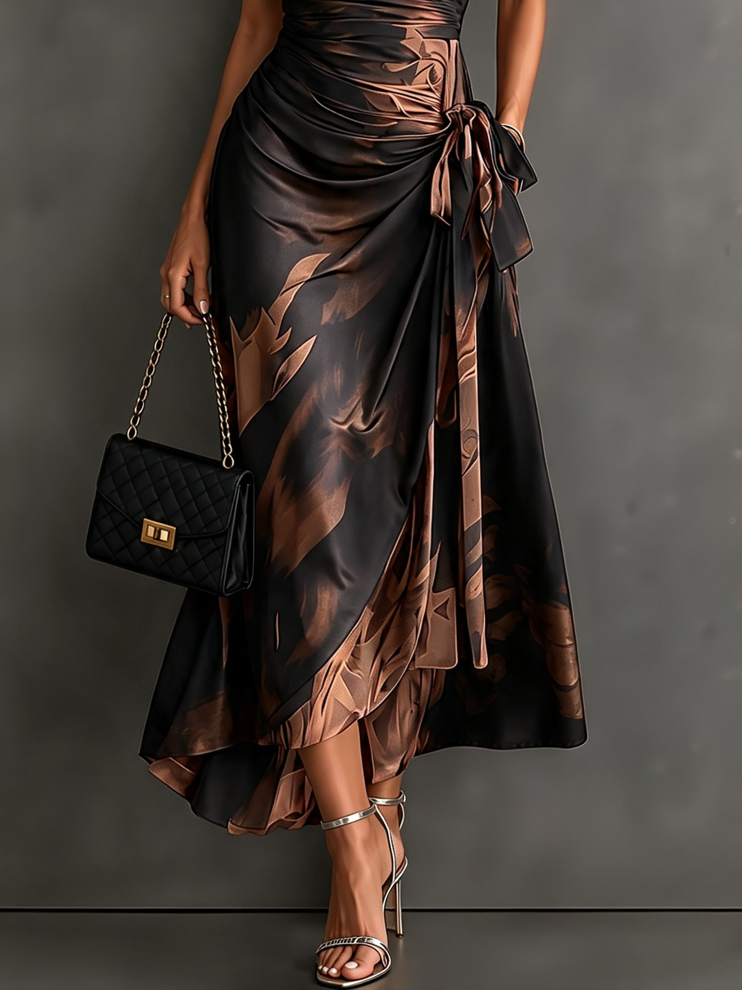 Seraphine | Abstract Print Wrap Midi Dress