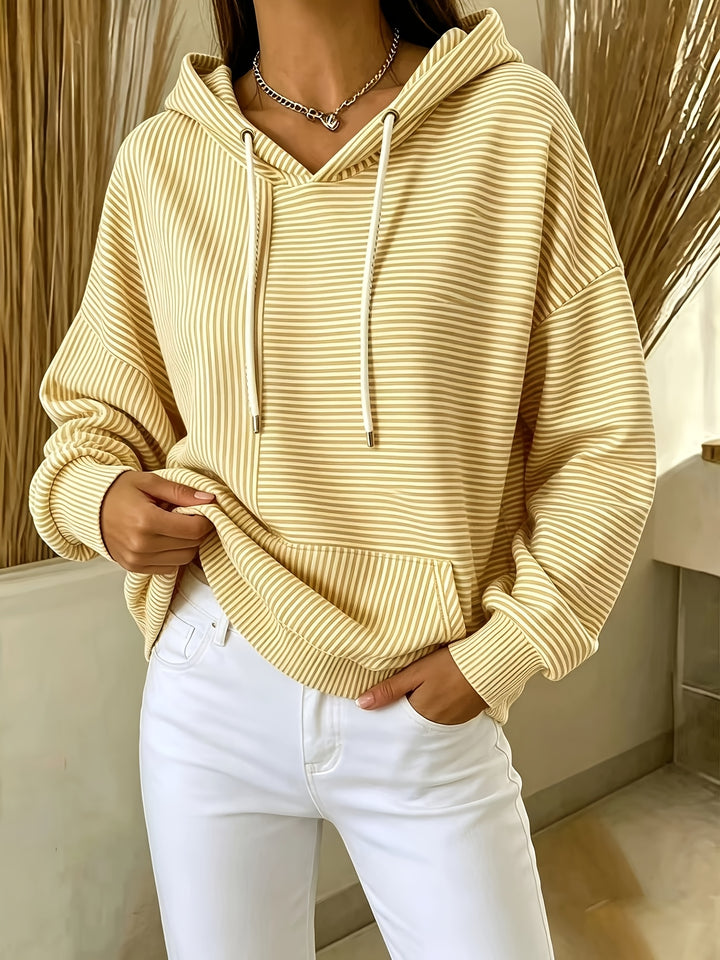 Donna | Striped Hooded Pocket Top