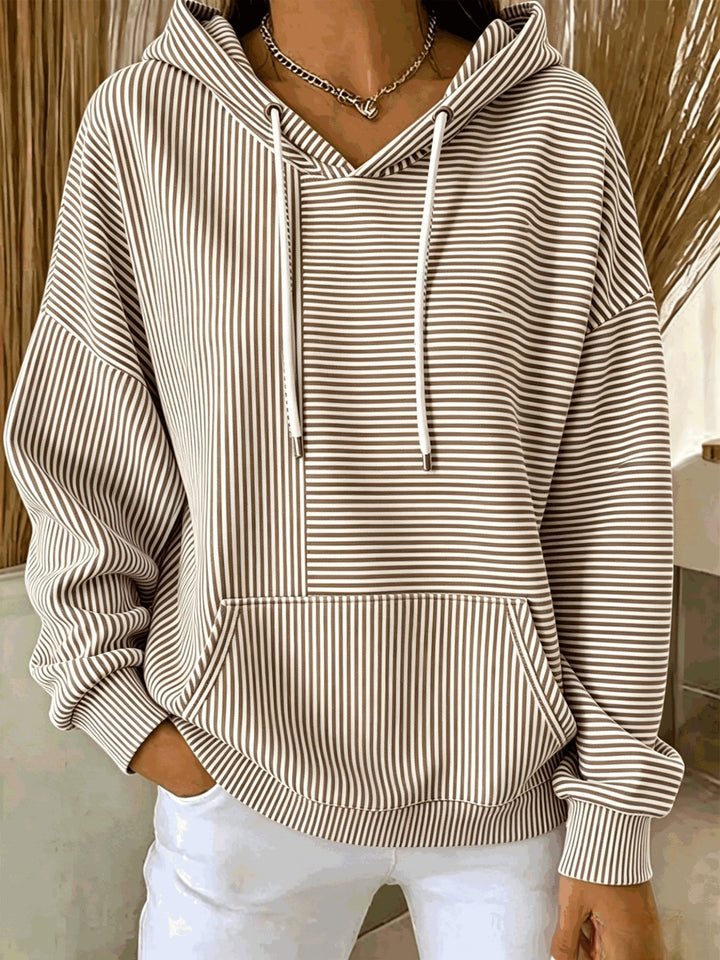 Donna | Striped Hooded Pocket Top