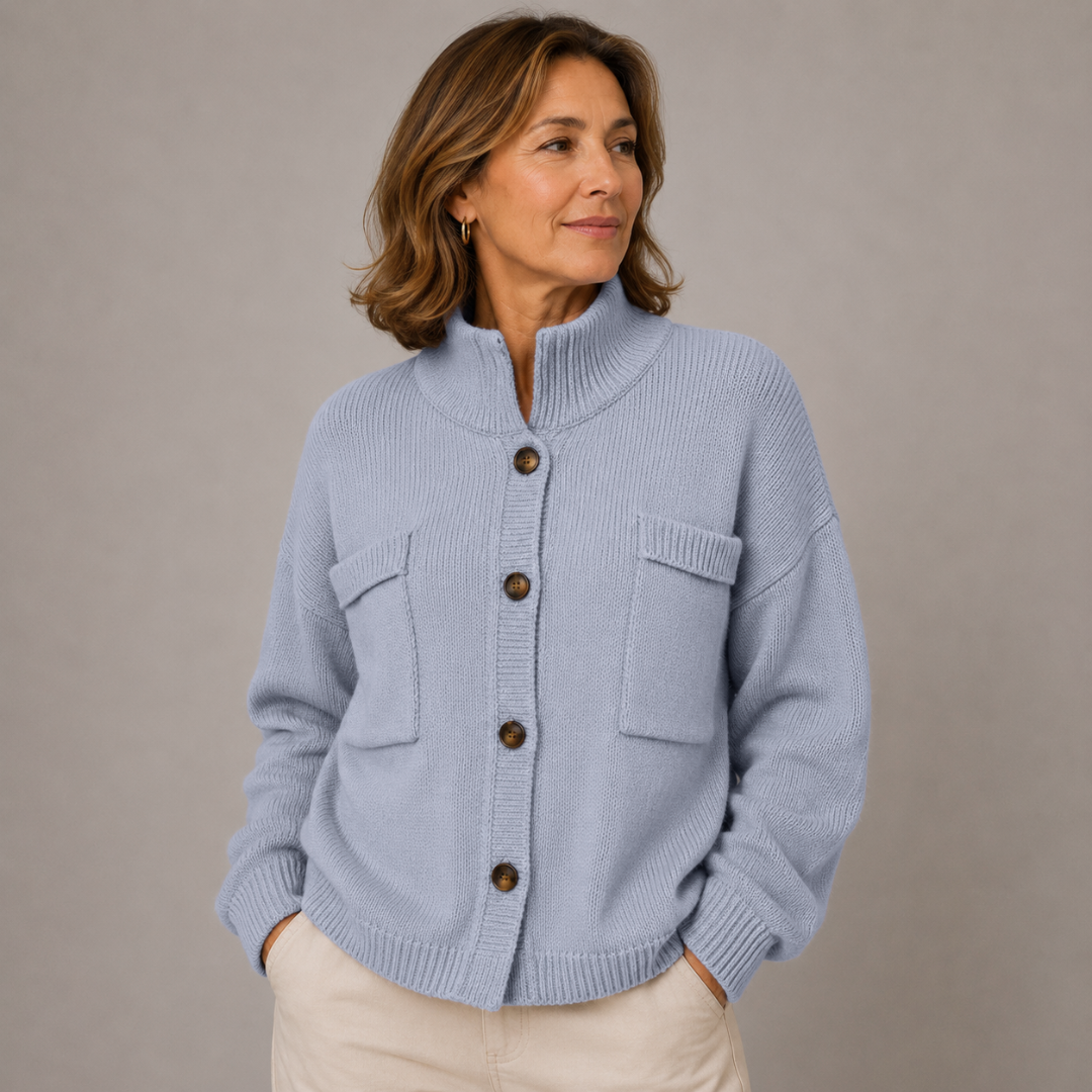 Augusta | Stand Collar Button Cardigan