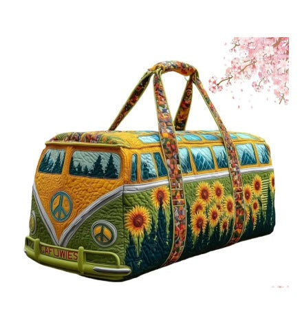 Quilted Retro Van Duffle Bag | Golden