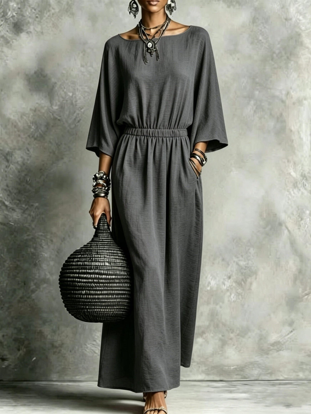 Matilda | Elastic Waist Maxi Dress with Pockets