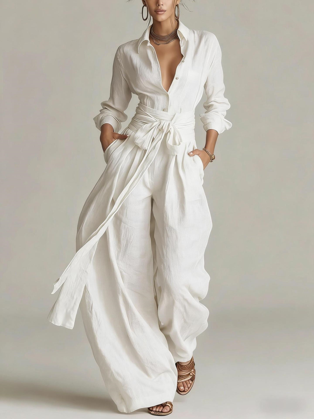 Betty | Tie-Waist Wide-Leg Two-Piece Set