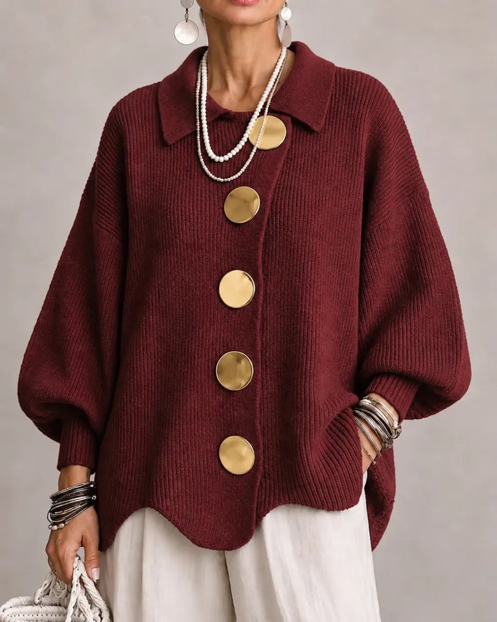 Karina | Oversized Collared Button Cardigan