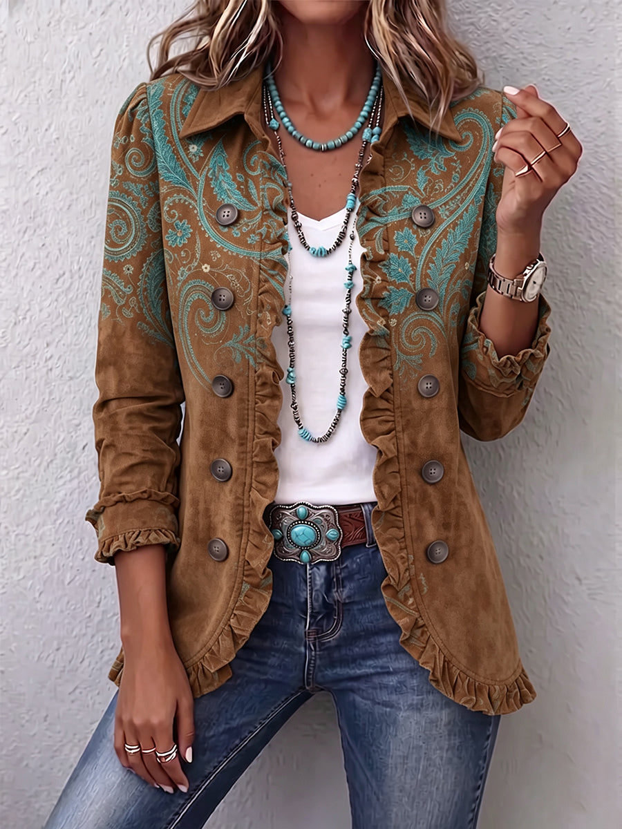 Goldie | Paisley Print Ruffle Jacket