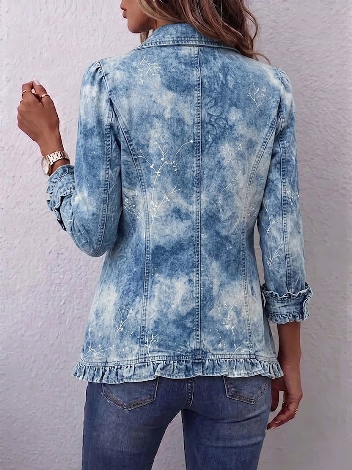 Jemison | Gradient Botanical Print Ruffle Jacket