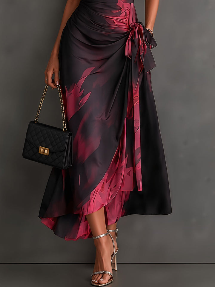 Seraphine | Abstract Print Wrap Midi Dress