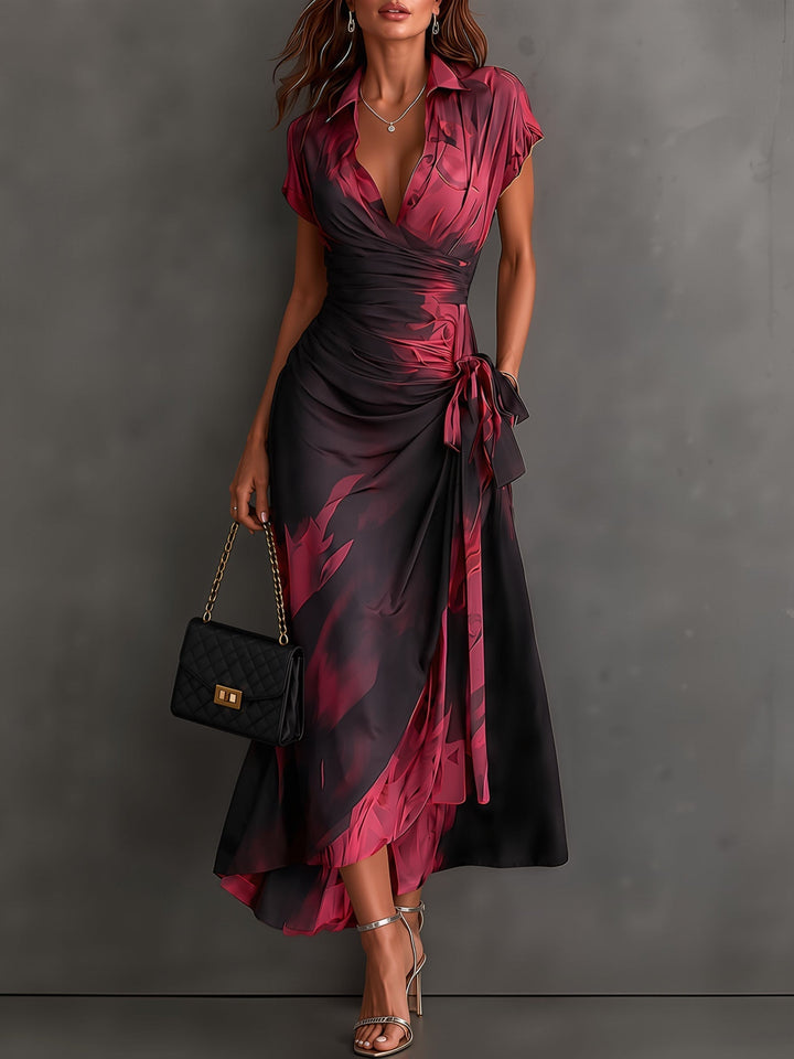 Seraphine | Abstract Print Wrap Midi Dress