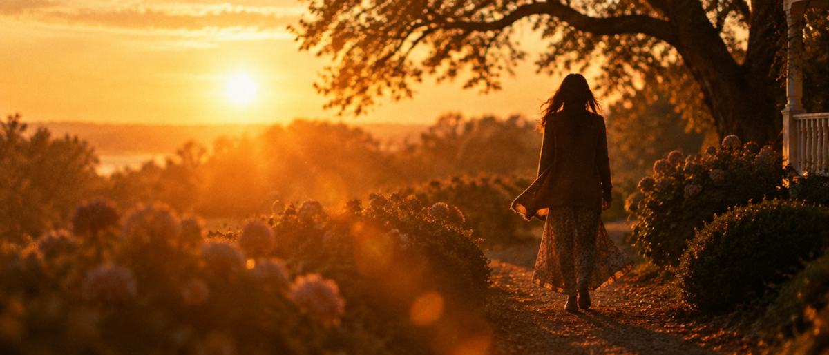 Golden hour on the garden path